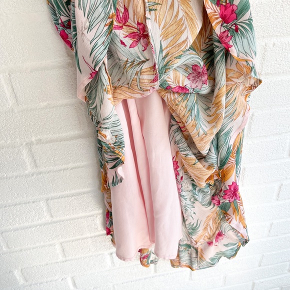 Lulus Tropical Floral Print Ruffle Hem Wrap Dress Size XL - Picture 8 of 9